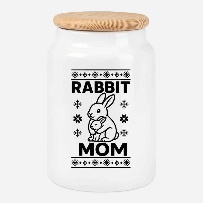 rabbit mom kaninchen mama - Keksdose mit Holzdeckel - Weiß