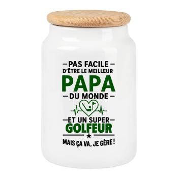 Herz + Golf – Super Papa Golfer - Keksdose mit Holzdeckel - Weiß - Vorne
