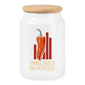 Hot Sauce Maker Fermented Chili Spicy - Cookie Jar with Wooden Lid - white - Front