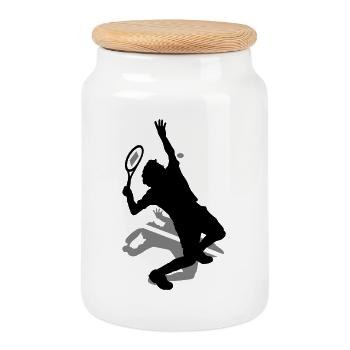 Tennis - Cookie Jar with Wooden Lid - white - Front