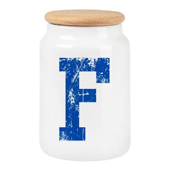 Buchstaben f Sport Retro - Keksdose mit Holzdeckel - Weiß - Vorne