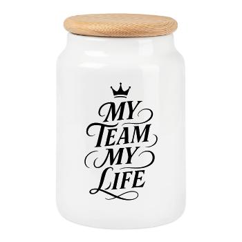 My Team My Life - Cookie Jar with Wooden Lid - white - Front