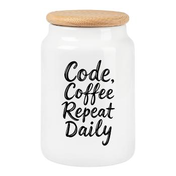 Code Sleep Debug Repeat Programmer Shirt - Boîte à biscuits avec couvercle en bois - blanc - Devant