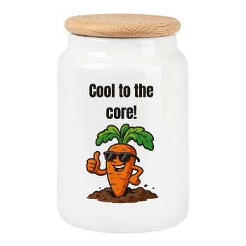 Cool to the core: Carrot with style - Cookie Jar with Wooden Lid - white - Front