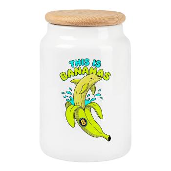 This Is Bananas 8. Geburtstag Delfin - Keksdose mit Holzdeckel - Weiß - Vorne