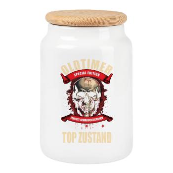 Oldtimer - Special Edition - Keksdose mit Holzdeckel - Weiß - Vorne