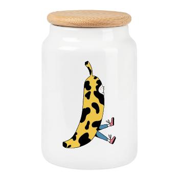Sweet Banana - Cookie Jar with Wooden Lid - white - Front