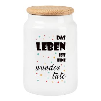 La vie est un sac à atterrir - Boîte à biscuits avec couvercle en bois - blanc - Devant