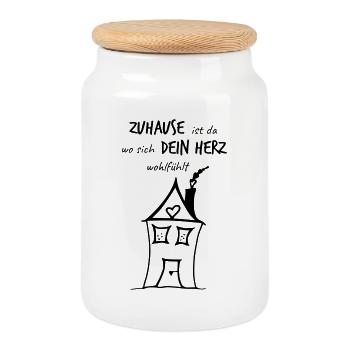 HERZensHÄUSCHEN - Das Original par heavenlygoods - Boîte à biscuits avec couvercle en bois - blanc - Devant