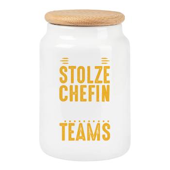 Stolze Chefin Chef Frau Abteilungsleiter Teamchef - Keksdose mit Holzdeckel - Weiß - Vorne