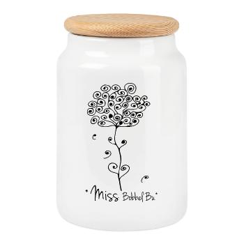 Miss Bobbel Bu - The original heavenlygoods - Cookie Jar with Wooden Lid - white - Front