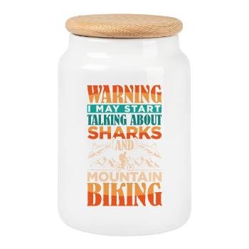 Mountainbike Mountain Bike Hai Sharks - Cookie Jar with Wooden Lid - white - Front