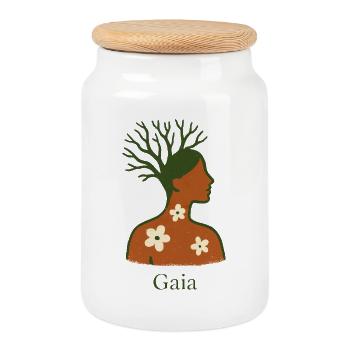 Gaïa - Mère Nature - Arbre de Vie - Boîte à biscuits avec couvercle en bois - blanc - Devant