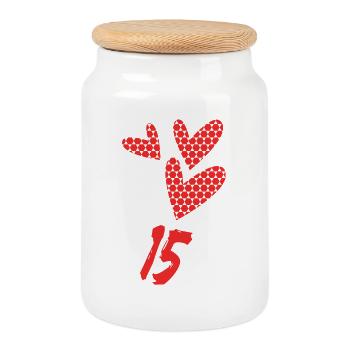 15. 15 YEARS. 15th ANNIVERSARY. 15 YEAR ANNIVERSARY. - Cookie Jar with Wooden Lid - white - Front