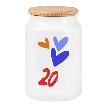 20. 20th ANNIVERSARY. 20 YEARS ANNIVERSARY. 20 YEARS. - Cookie Jar with Wooden Lid - white - Front