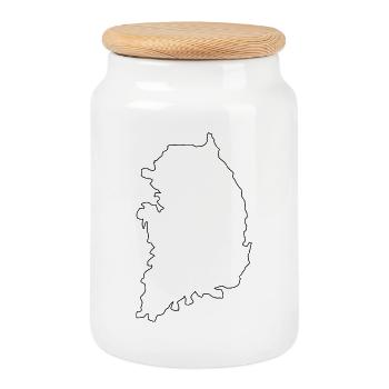 Map of South Korea - Cookie Jar with Wooden Lid - white - Front