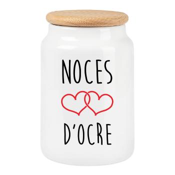 Ochre Wedding 71 years of marriage - Cookie Jar with Wooden Lid - white - Front