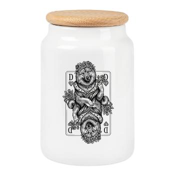 Eurasier | Queen of Hearts | Karten - Keksdose mit Holzdeckel - Weiß - Vorne