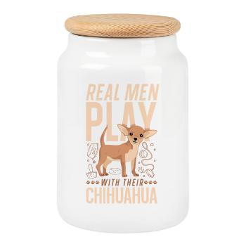 Chihuahua Chihuahueño Real Men - Keksdose mit Holzdeckel - Weiß - Vorne