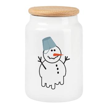 Melting Snowman Bucket Hat Funny Winter Art - Cookie Jar with Wooden Lid - white - Front