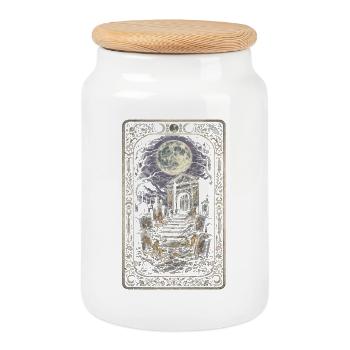 Cemetery Goth Humor Tarot Card - Cookie Jar with Wooden Lid - white - Front