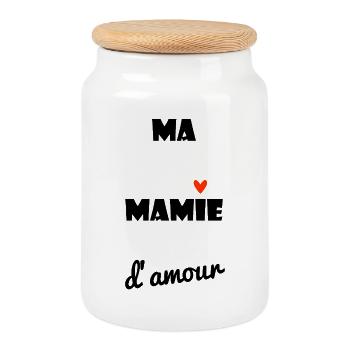 GRANNY. MAMMA. GRANDMOTHER. MOTHER'S DAY. HEART - Cookie Jar with Wooden Lid - white - Front