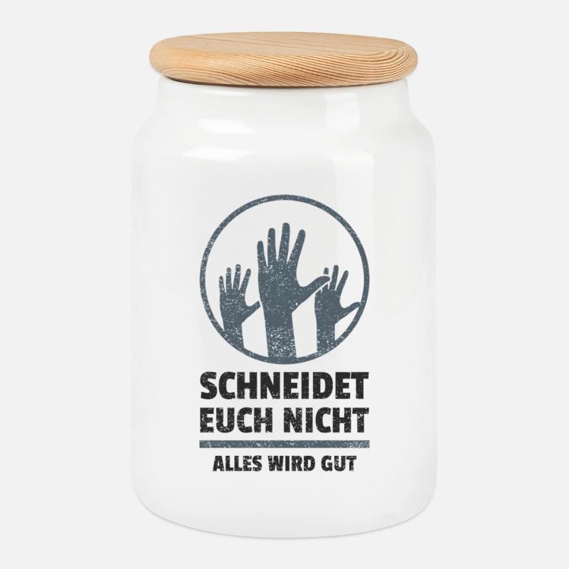 logo schneidet euch nicht - Keksdose mit Holzdeckel - Weiß