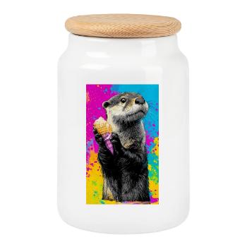 Otter - Keksdose mit Holzdeckel - Weiß - Vorne