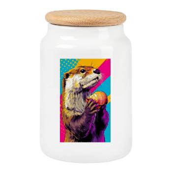Otter - Keksdose mit Holzdeckel - Weiß - Vorne