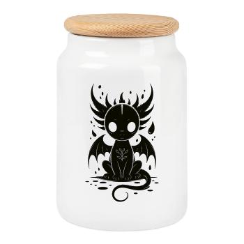 Niedlicher Dunkler Drache Shirt Gothic Cute Dragon - Keksdose mit Holzdeckel - Weiß - Vorne