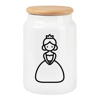 princess - Cookie Jar with Wooden Lid - white - Front