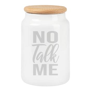No Talk Me Funny Antisocial Introvert Saying - Cookie Jar with Wooden Lid - white - Front