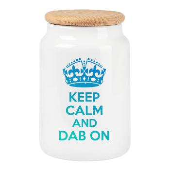 Keep Calm and Dab On – Funny Dance Design - Cookie Jar with Wooden Lid - white - Front