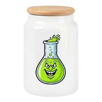 Grinning Green Potion - Cookie Jar with Wooden Lid - white - Front
