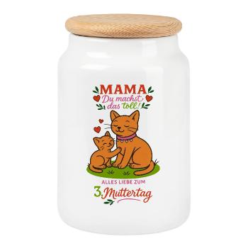 3. Muttertag -  Mama, du machst das toll! - Keksdose mit Holzdeckel - Weiß - Vorne