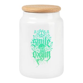 Glowing Algae Jellyfish Jungle - Cookie Jar with Wooden Lid - white - Front
