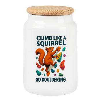 Climb Like a Squirrel – Motivational Design - Cookie Jar with Wooden Lid - white - Front