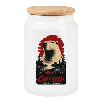 Night Of The Capybara Horror - Cookie Jar with Wooden Lid - white - Front