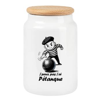 J'peux pas j'ai pétanque - Boîte à biscuits avec couvercle en bois - blanc - Devant
