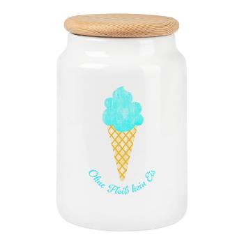 Eis Waffel coole Sprüche Quote Sommer Eiscreme Fan - Keksdose mit Holzdeckel - Weiß - Vorne