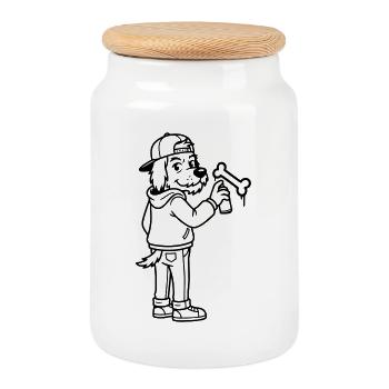 Street Art Graffiti - Keksdose mit Holzdeckel - Weiß - Vorne