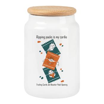 Ripping Packs est mon booster pack cardio cards - Boîte à biscuits avec couvercle en bois - blanc - Devant