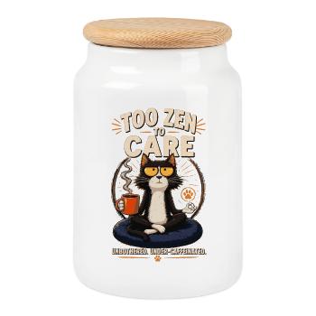 Zu zen, um sich um Cat zu kümmern - Keksdose mit Holzdeckel - Weiß - Vorne