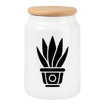 Aloe Vera Fleuriste Fleuriste Plant d’intérieur - Boîte à biscuits avec couvercle en bois - blanc - Devant