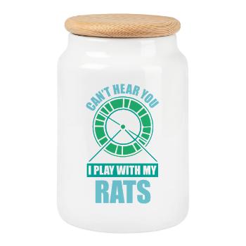 Rat, house rat, rat owner, rat lover - Cookie Jar with Wooden Lid - white - Front
