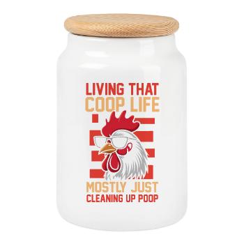 Farmer Rooster Flock Poultry Chicken - Keksdose mit Holzdeckel - Weiß - Vorne
