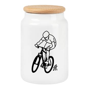 VTT - Boîte à biscuits avec couvercle en bois - blanc - Devant