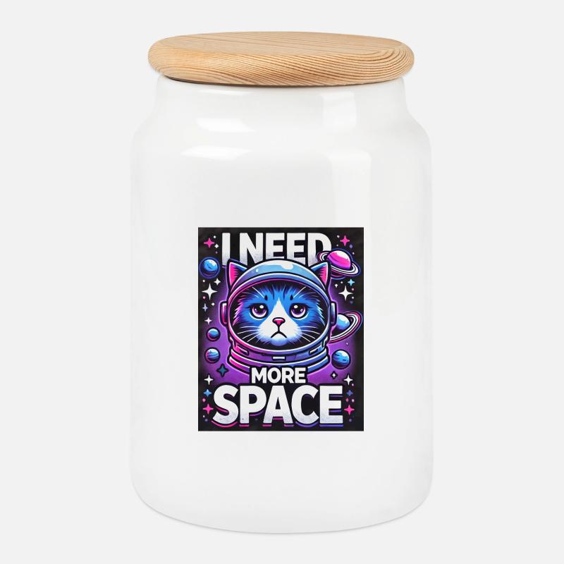 I Need More Space - Keksdose mit Holzdeckel - Weiß