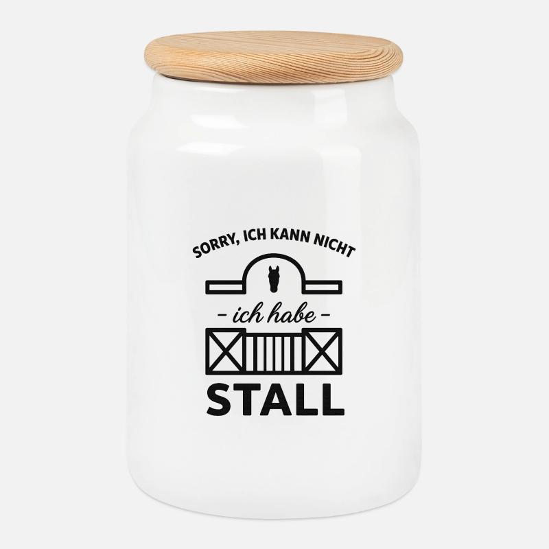 Stallpflicht Spruch: Ich hab Stall - Keksdose mit Holzdeckel - Weiß