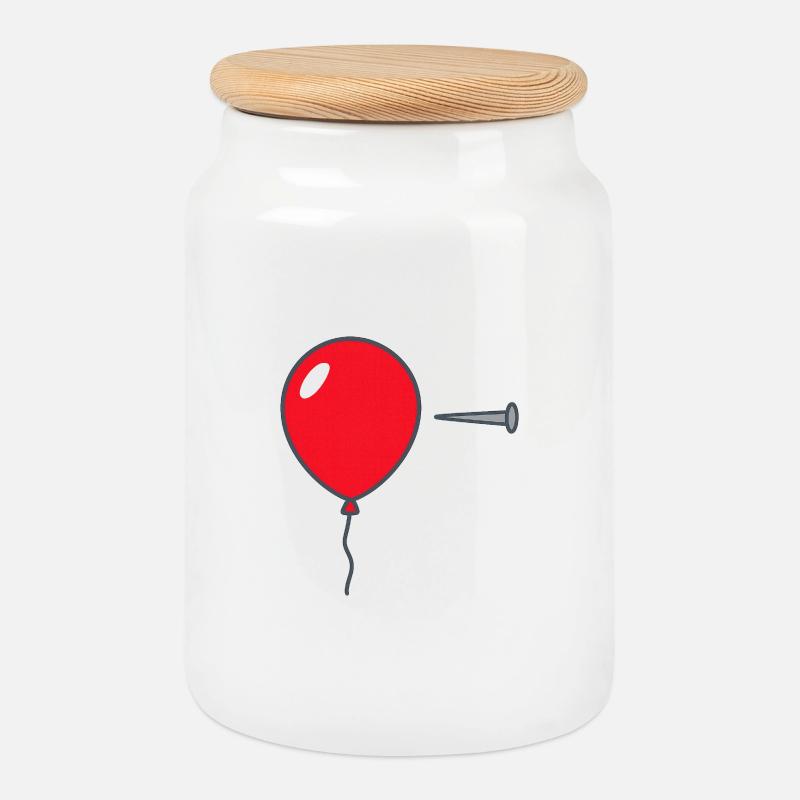 •	„Pop the Balloon – Bold Graphic Design - Keksdose mit Holzdeckel - Weiß